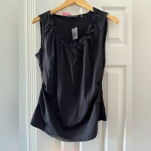 Tahari Black Ruffled Sleeveless Tank Top